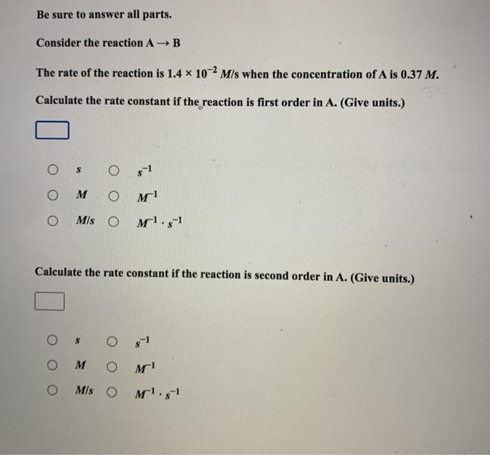 Solved Be sure to answer all parts. Consider the reaction AB | Chegg.com