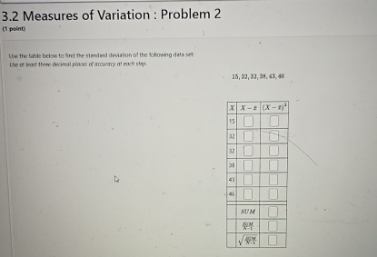 Solved by an EXPERT 3.2 ﻿Measures of Variation : Problem 2(1 ﻿point)Uwe ...