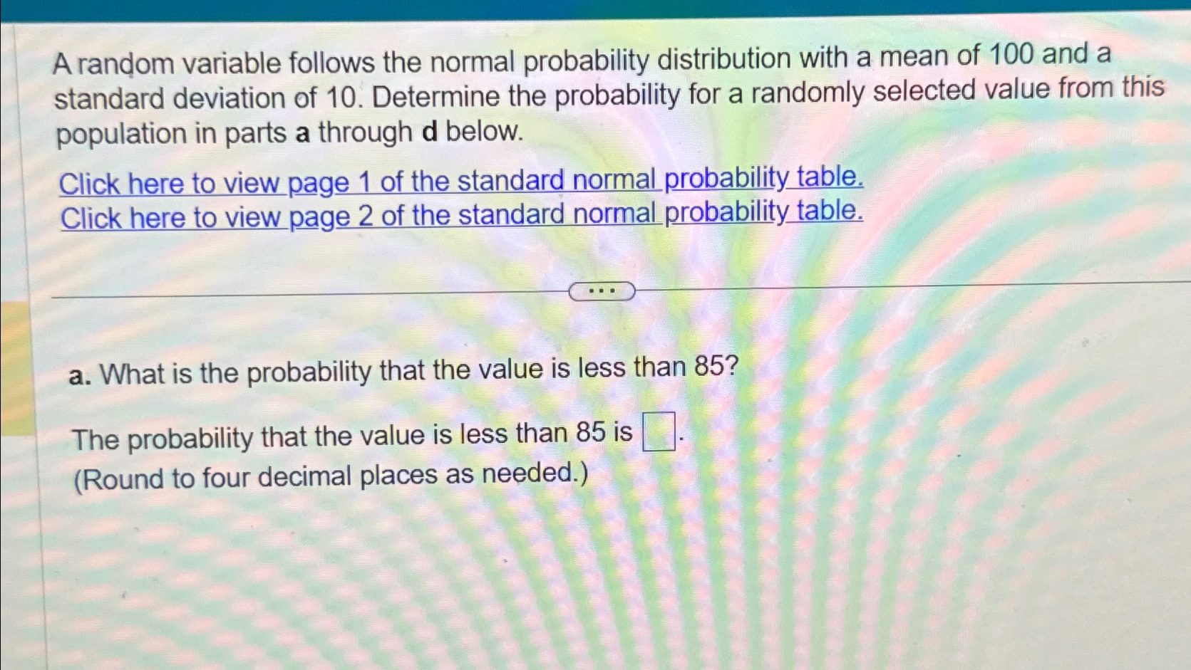 Solved A random variable follows the normal probability | Chegg.com
