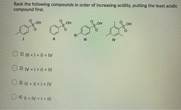 Solved Rank the following compounds in order of increasing | Chegg.com
