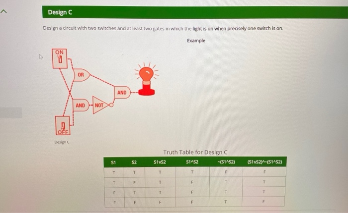 Solved Design C Design a circuit with two switches and at | Chegg.com