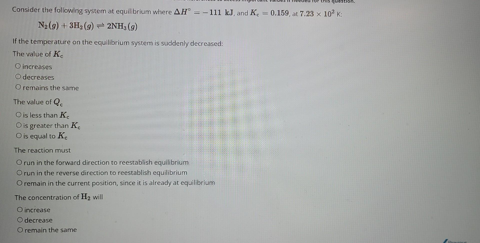 Solved Consider the following system at equilibrium where | Chegg.com