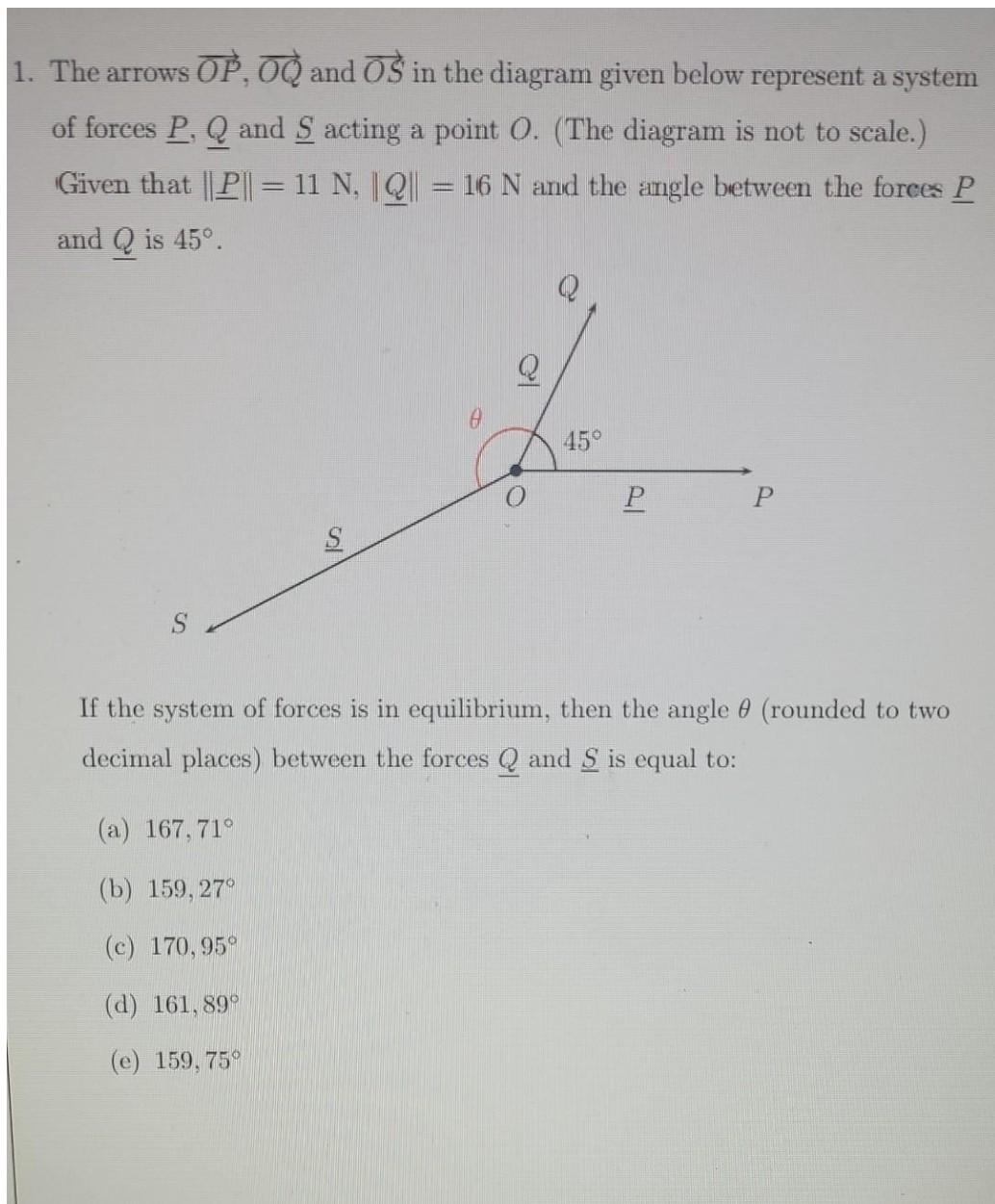 Solved 1 The Arrows Op Oq And Os In The Diagram Given Chegg Com