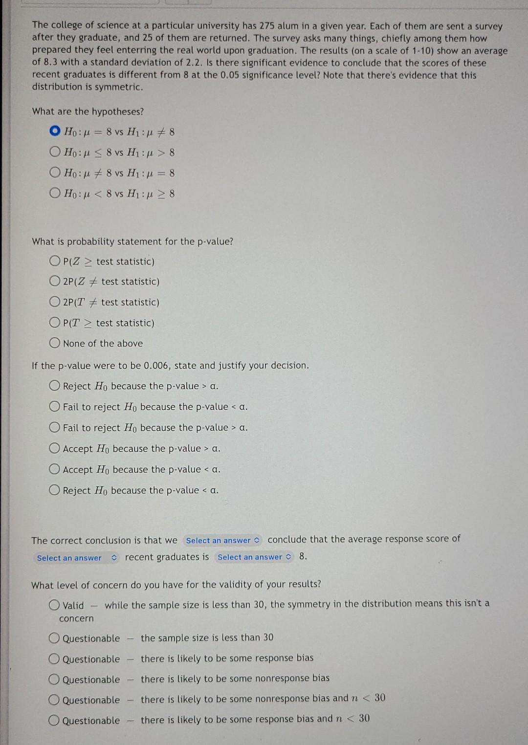 Solved The college of science at a particular university has | Chegg.com