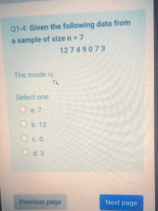 Solved Q1-4: Given the following data from a sample of size | Chegg.com