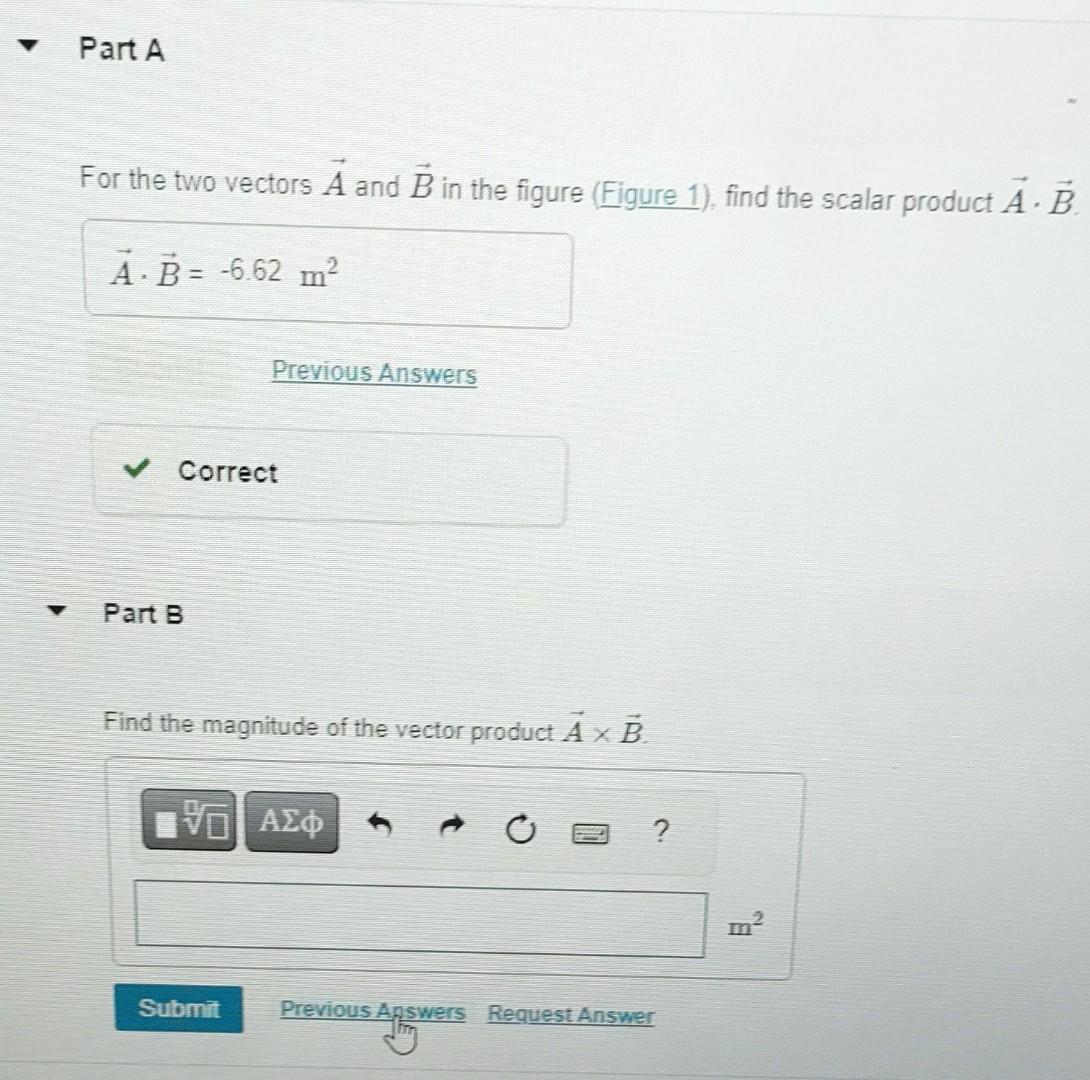 Solved For the two vectors A and B in the figure (Figure 1), | Chegg.com