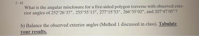 What is the angular misclosure for a five-sided | Chegg.com
