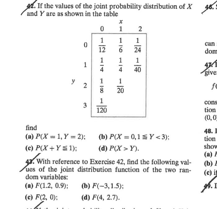 Solved 4. If the values of the joint probability | Chegg.com