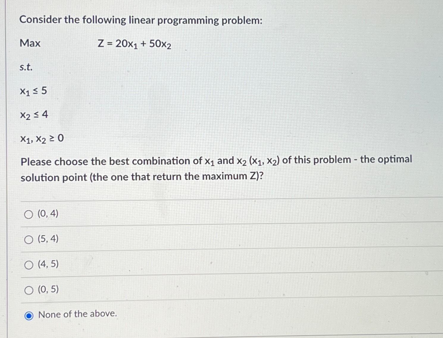 Solved Consider The Following Linear Programming | Chegg.com