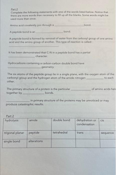 Solved Part 2 Complete the following statements with one of | Chegg.com