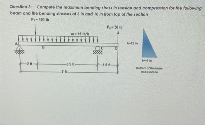 Solved Question 3: Compute the maximum bending stress in | Chegg.com