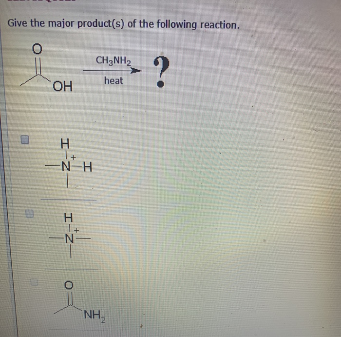 Solved Give the major product(s) of the following reaction. | Chegg.com