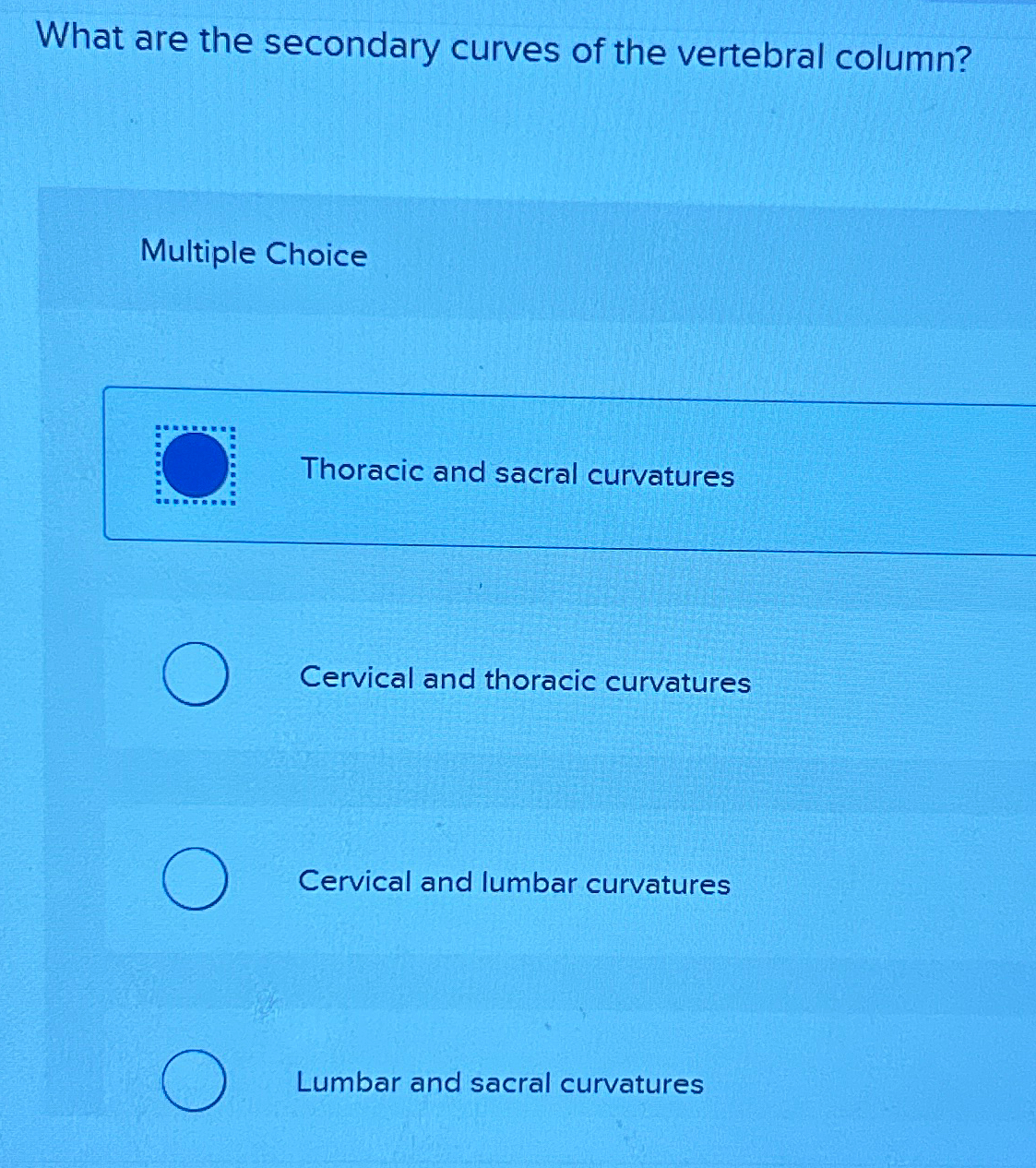 Solved What are the secondary curves of the vertebral | Chegg.com