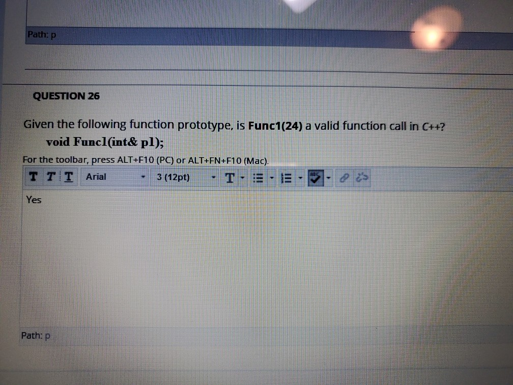 Solved Path: P QUESTION 26 Given the following function | Chegg.com