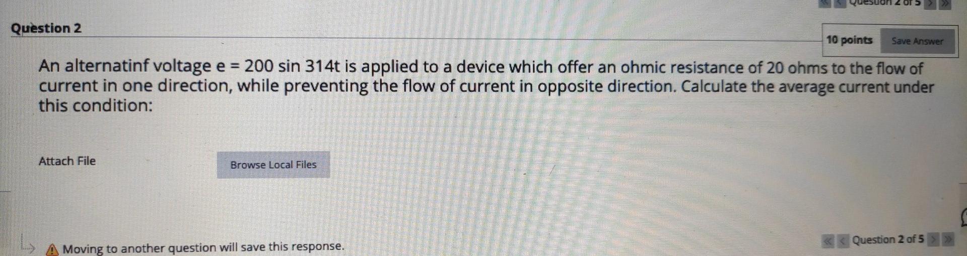 Solved Question 2 10 points Save Answer An alternatinf | Chegg.com