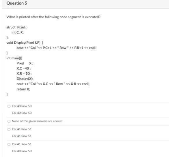 Solved Question 1 What is the output of the following code | Chegg.com