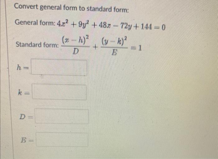 x 4 2 y 9 2 144 general form