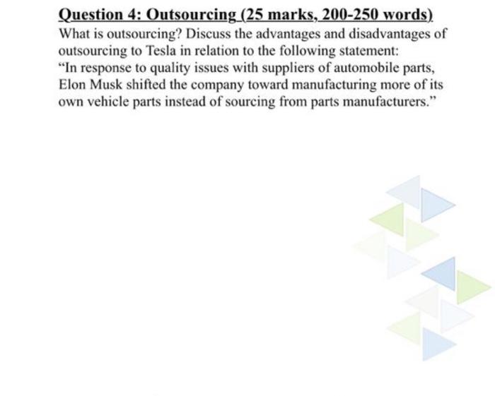 Solved Question 4 Outsourcing 25 Marks 0 250 Words Chegg Com