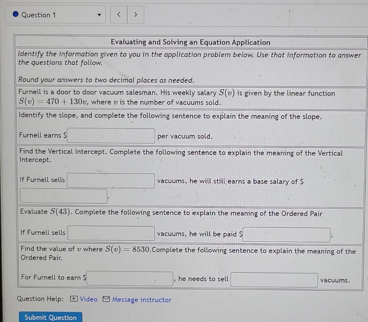 Solved Evaluating and Solving an Equation Application