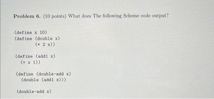 Solved Problem 6. (10 points) What does The following Scheme | Chegg.com