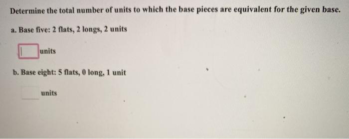 Solved Determine the total number of units to which the base | Chegg.com