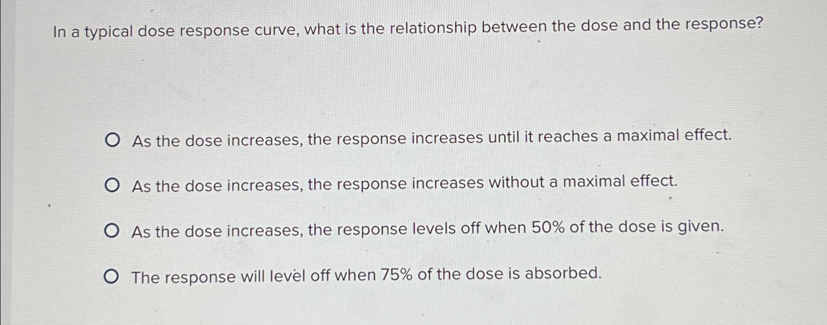 Solved In a typical dose response curve, what is the | Chegg.com