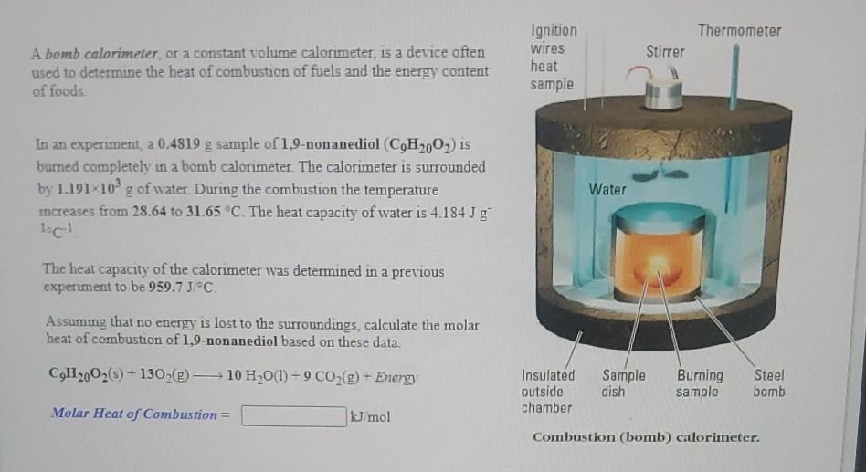 Solved Thermometer Ignition wires heat sample A bomb | Chegg.com
