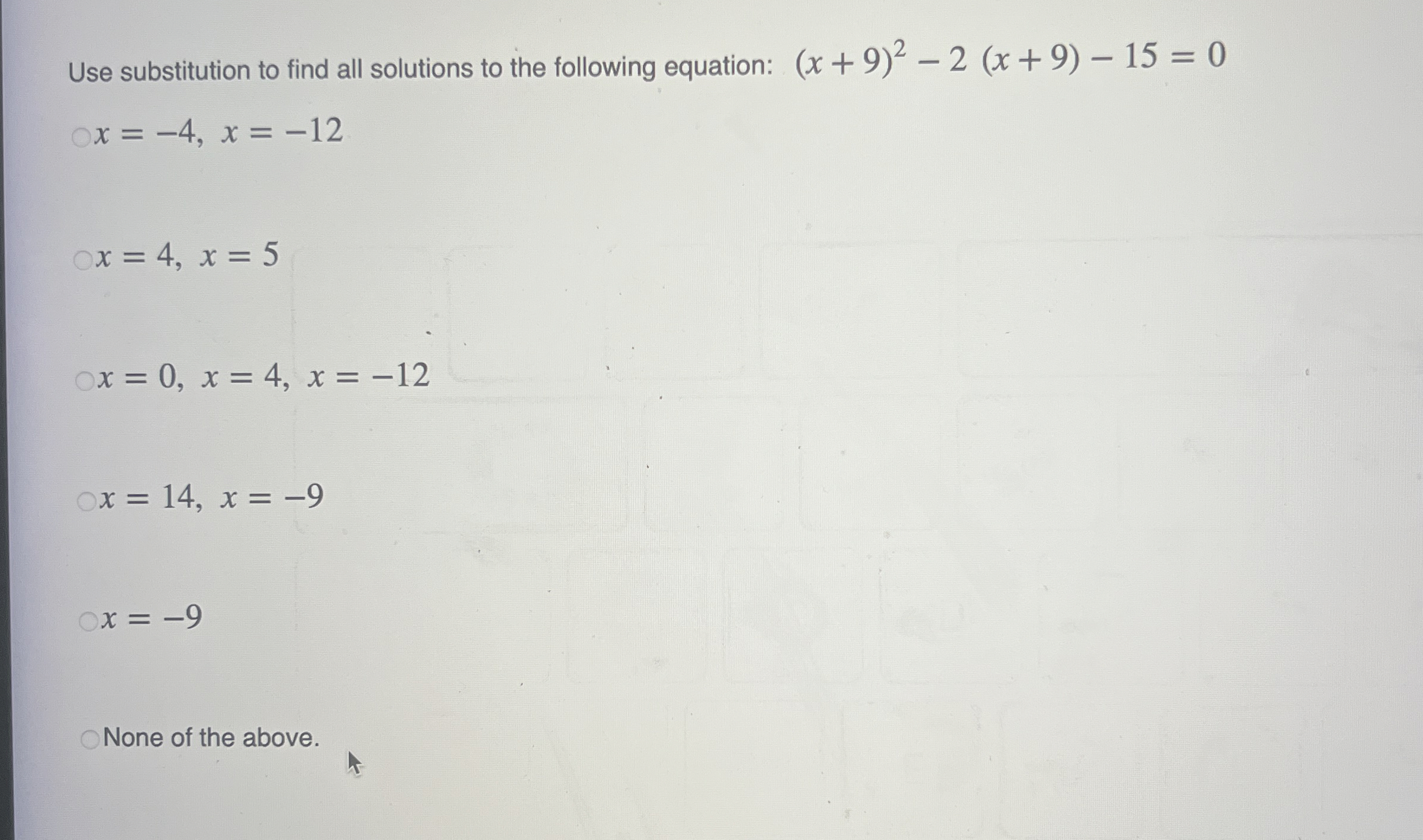 Solved Use substitution to find all solutions to the | Chegg.com