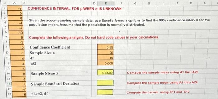 Solved 8 Given the accompanying sample data, use Excel's | Chegg.com