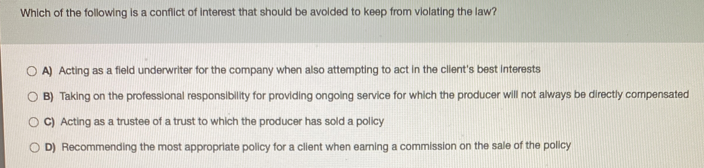 Solved Which of the following is a conflict of interest that | Chegg.com