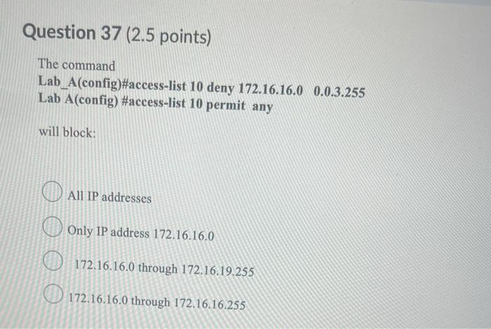 Solved Question 37 (2.5 points) The command | Chegg.com