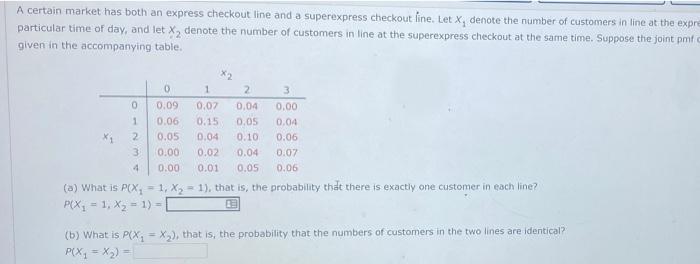 Solved A certain market has both an express checkout line | Chegg.com