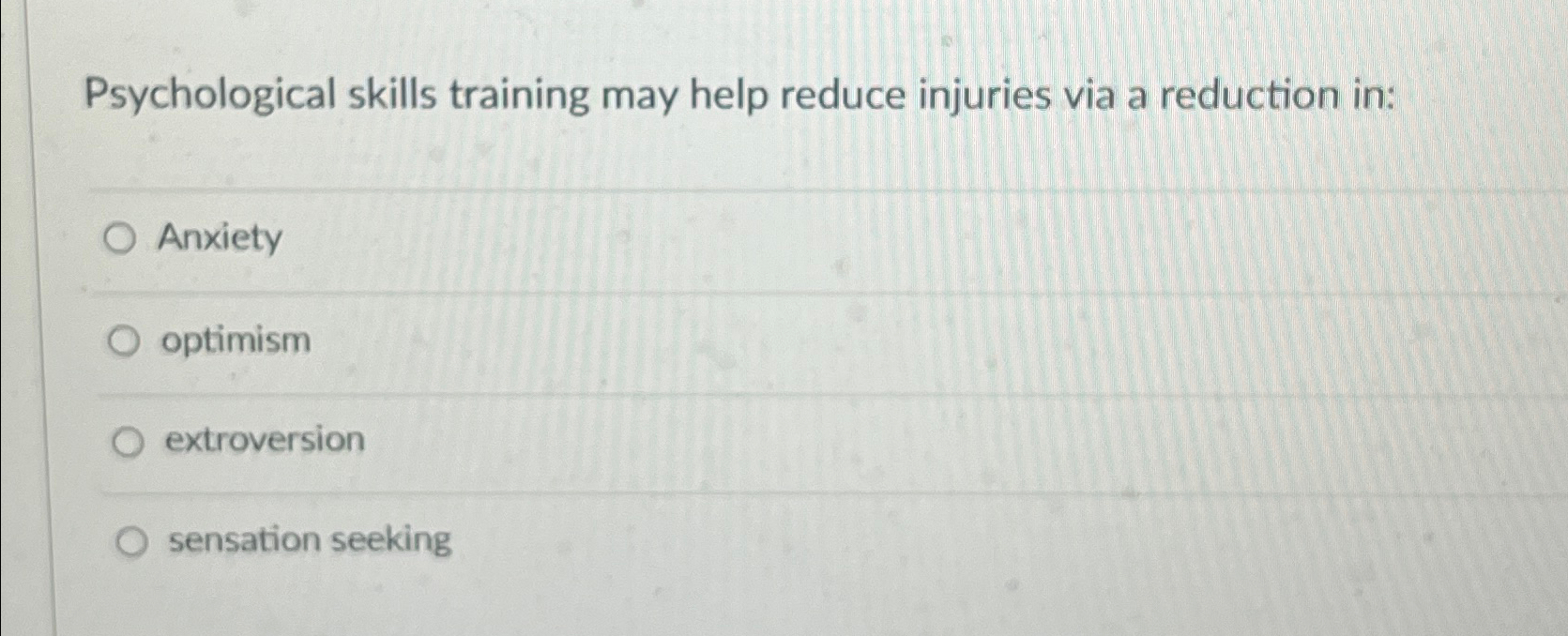 Solved Psychological skills training may help reduce | Chegg.com