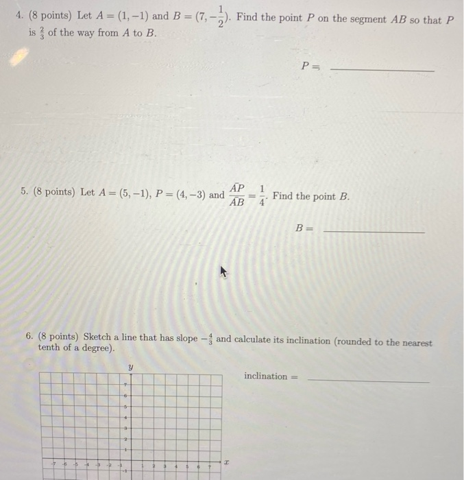 Solved 4. (8 Points ) Let A = (1, -1) And B = (1, -3. Find | Chegg.com