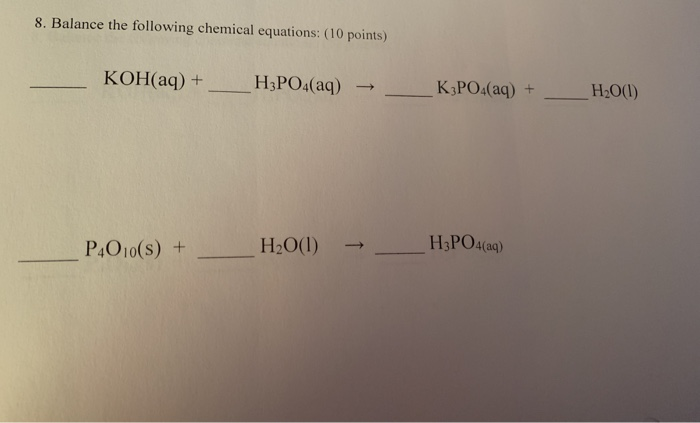 Koh H3po4 K3po4 H2o Balance