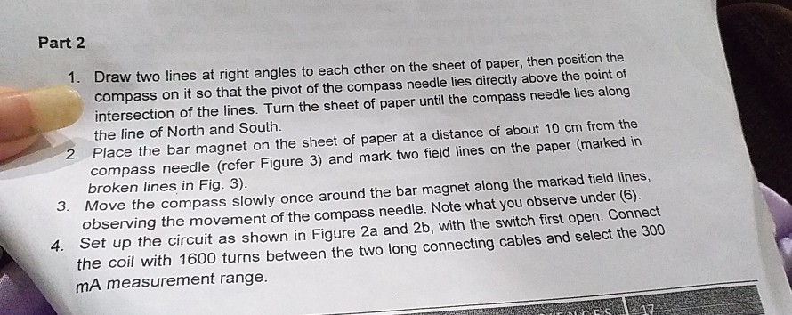 Table 1: Observation and sketch of compass needle | Chegg.com