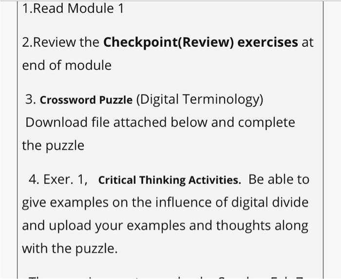 Solved Crossword Puzzle (Digital Technology) Down: 2 1 Chegg com