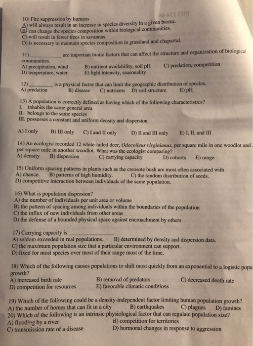 Solved -ACT O1 10) Fire suppression by humans A) will always | Chegg.com