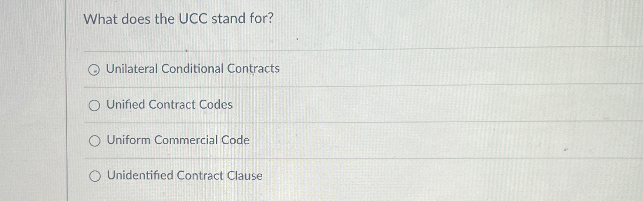 Solved What does the UCC stand for?q,Unilateral Conditional