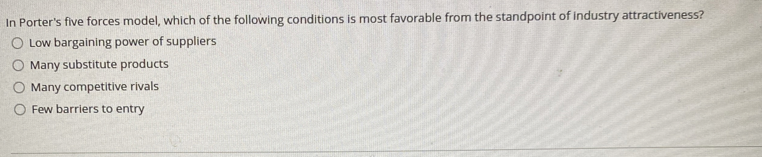 Solved In Porter's five forces model, which of the following