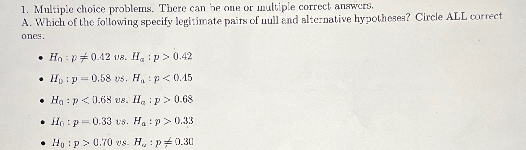 Solved Multiple choice problems. There can be one or | Chegg.com