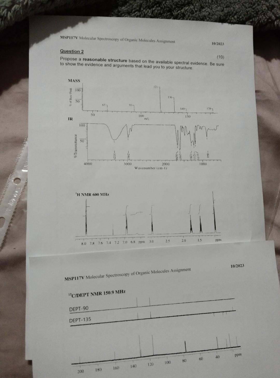 Spectral Evidence Examples Question 2 Propose a reasonable structure based on | Chegg.com