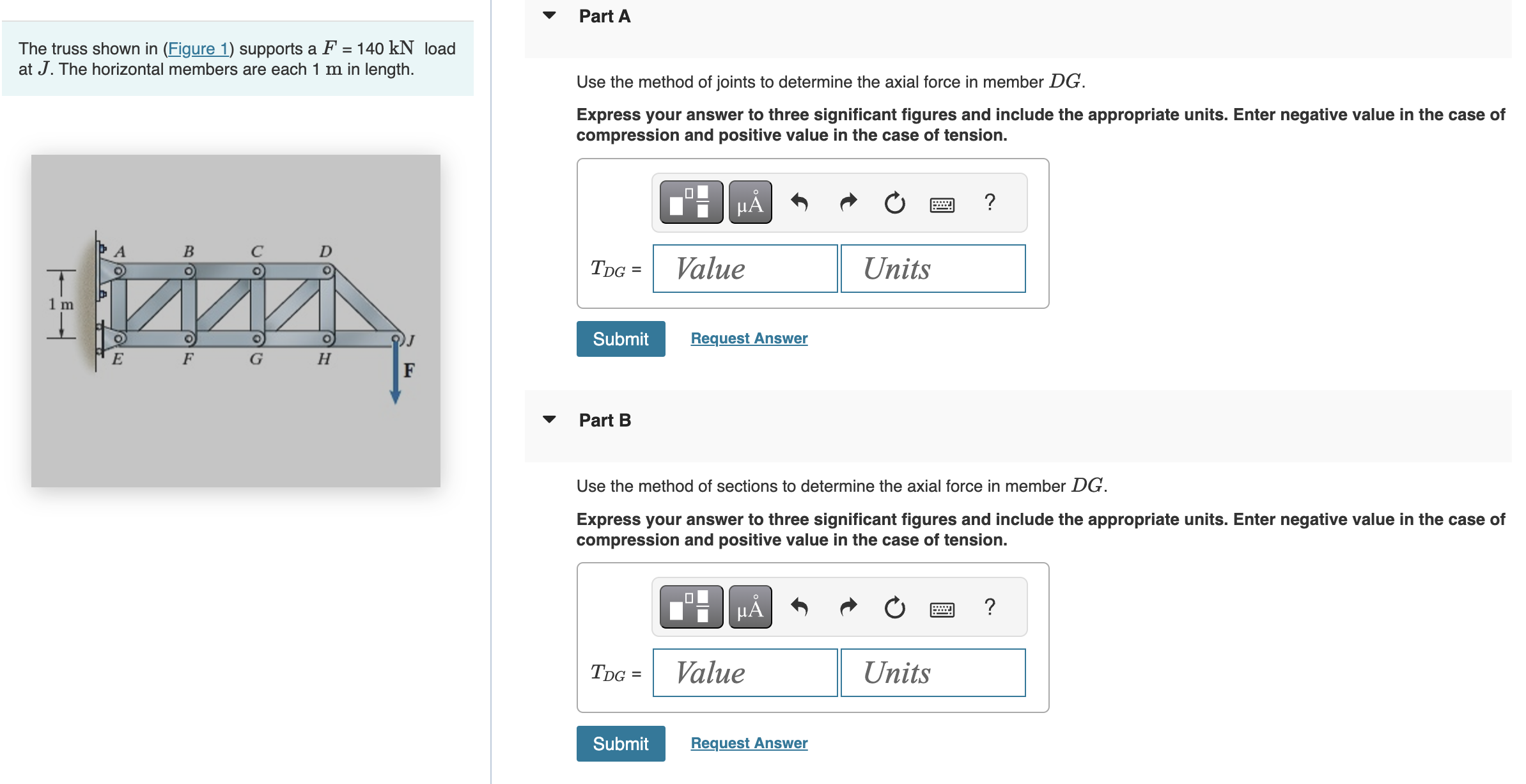 Solved The truss shown in (Figure 1) ﻿supports a \( | Chegg.com