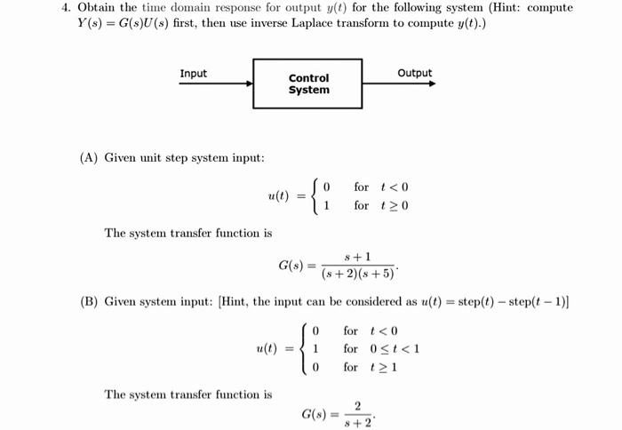 Solved 1. Obtain the time domain response for output y(t) | Chegg.com