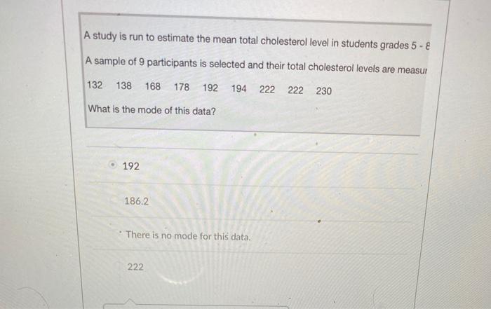 Solved A study is run to estimate the mean total cholesterol | Chegg.com