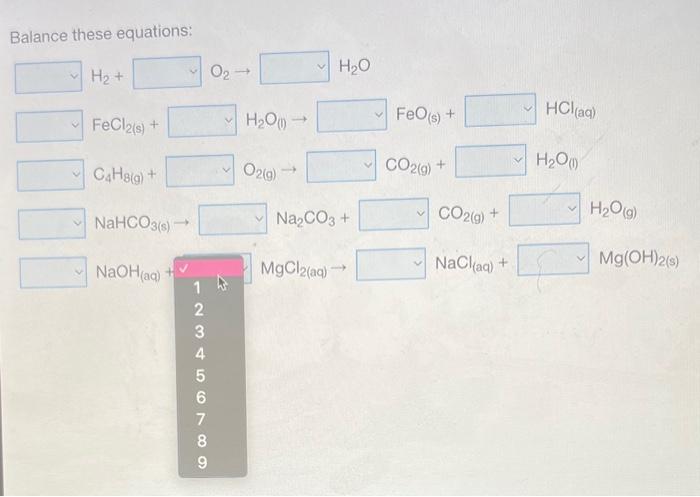 Solved Balance these equations: | Chegg.com