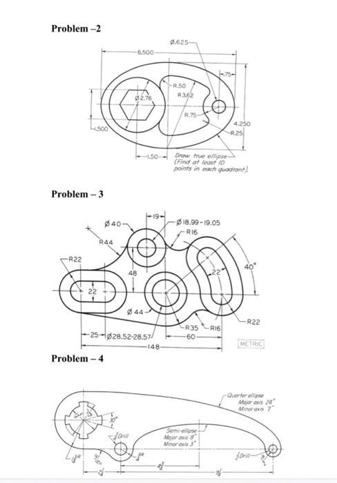 Solved draw problem (2-3-4) using autocad and Please submit | Chegg.com