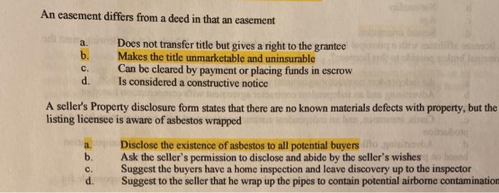 Solved An Easement Differs From A Deed In That An Easement 3223