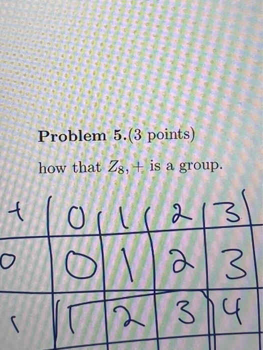 Solved Problem 5.(3 Points) How That Z8,+ Is A Group.Problem | Chegg.com