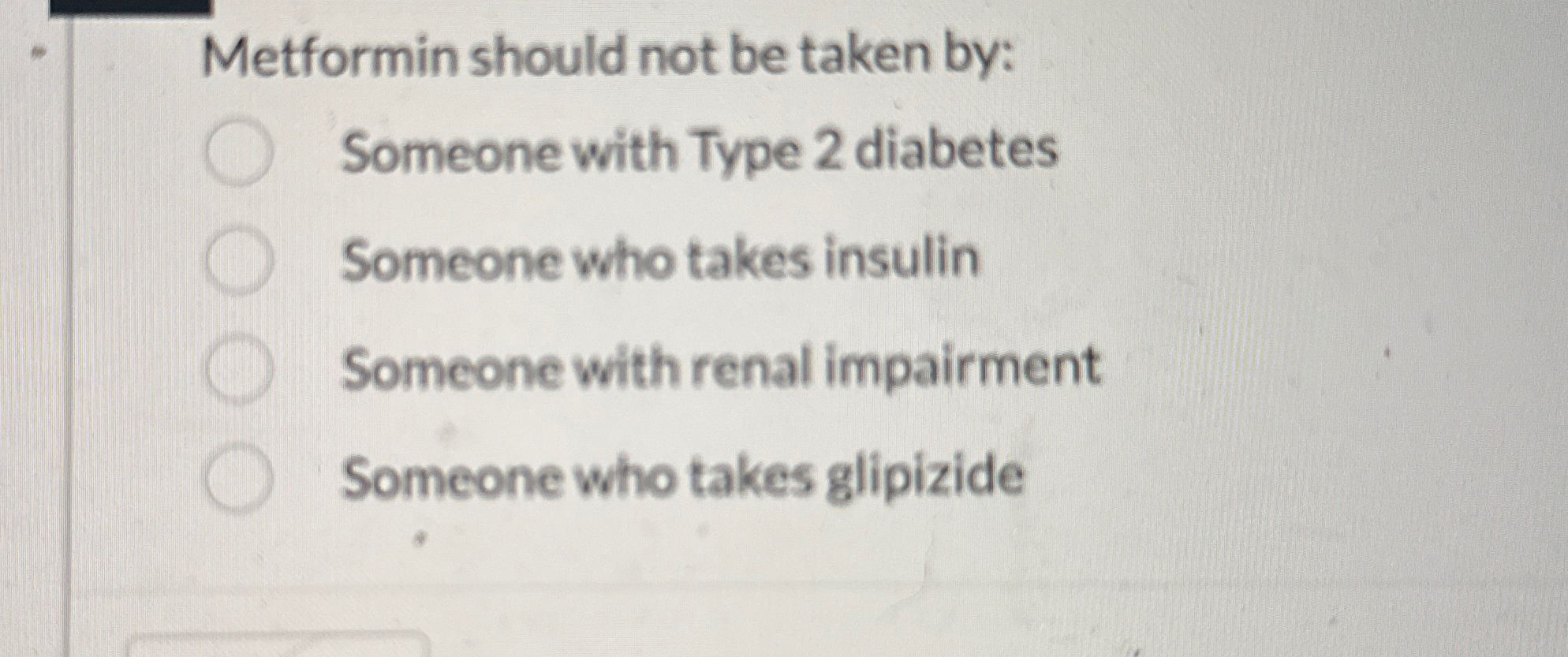 Solved Metformin should not be taken bySomeone with Type 20 ...